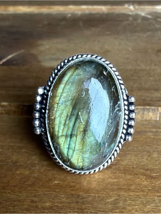 Vintage Jewelry - Bohemian Vintage Women Jewelry Gemstone Labradorite Ring Size 9 Silver 925 Boho